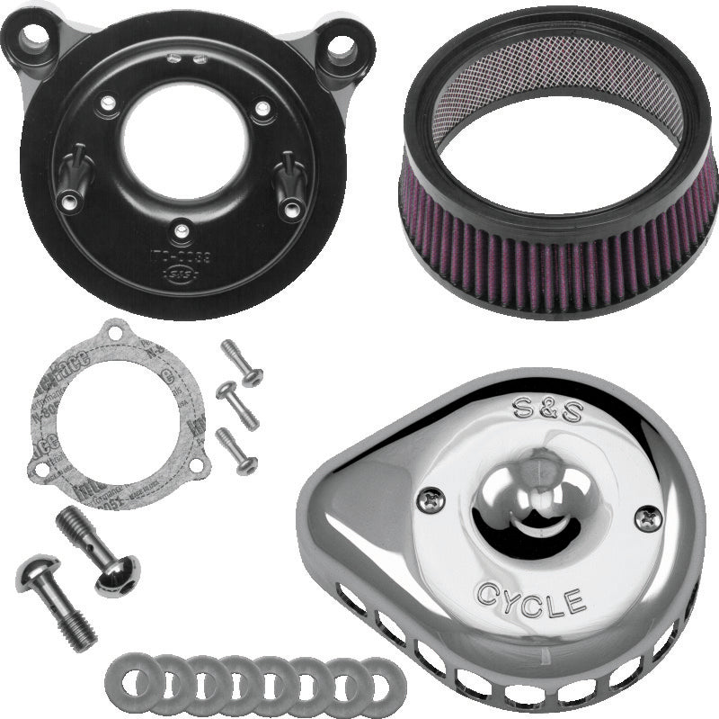 S&S Cycle Stealth Air Cleaner Kit W Chrome Mini Teardrop Cover - 170-0437 For Harley Motorcycles 2008-2017