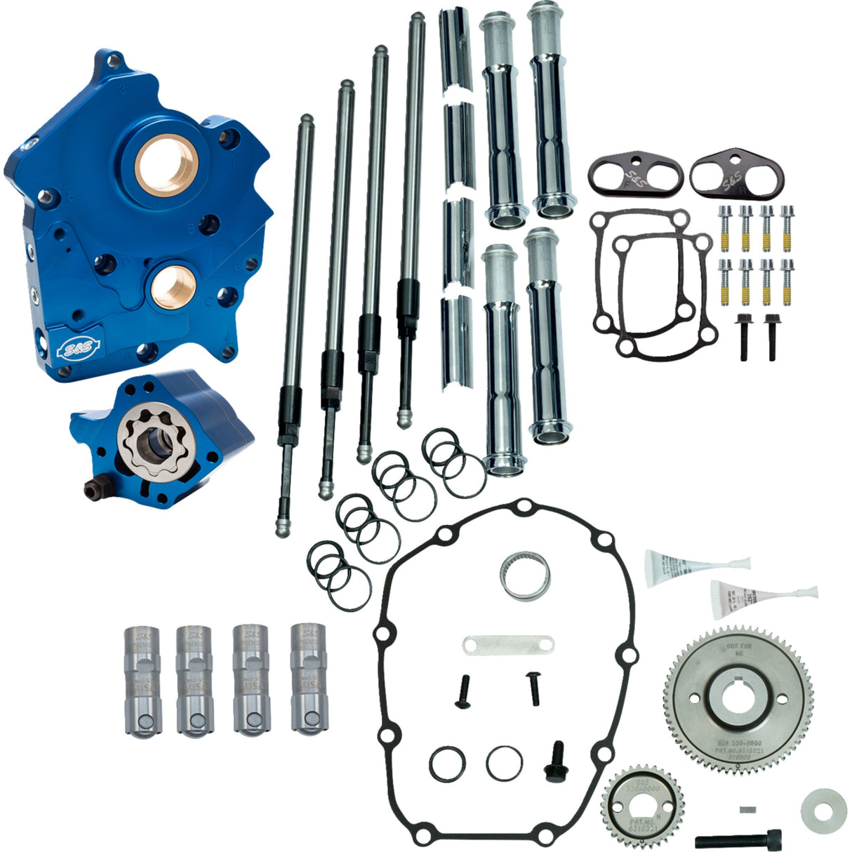 S&S CYCLE 0925-1569 310-1259 Cam Chest Kit without Cams for Gear Drive M8 - Oil Cooled - Chrome Pushrods - M8