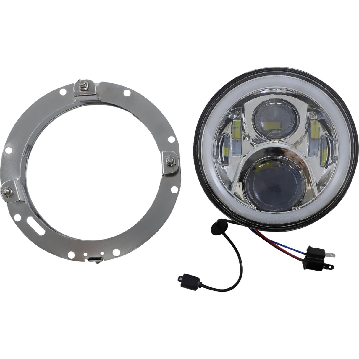 CUSTOM DYNAMICS 2001-2424 PG-7-13-C ProGLOW™ LED Headlamp with Color Changing Halo - 7" Headlamp - with Mounting Ring - Chrome