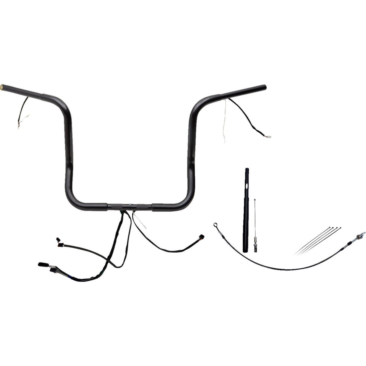 FAT BAGGERS INC. 0601-6044 912514-B EZ Install Wired 1-1/4" Round Top Handlebar Kit - Rounded Top - 14" - Black