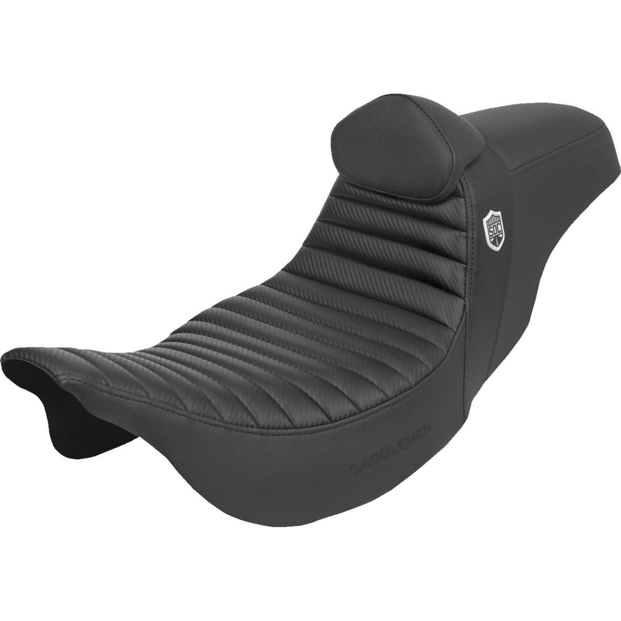 Saddlemen Pro Series SDC Performance Grip Seat With Backrest Tuck-N-Roll Carbon Fiber Gripper - SC80807TB For Harley Touring 2008-2024