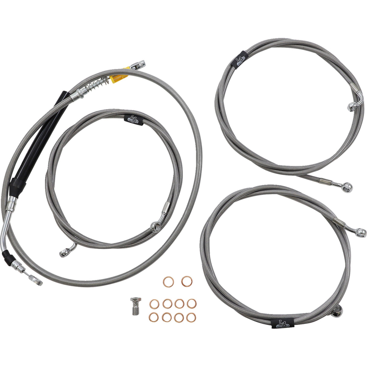 LA CHOPPERS 0662-0885 LA-8056KT-13 Standard Stainless Braided Handlebar Cable/Brake Line Kit - 12" - 14" Ape Hanger Handlebars - Stainless Steel
