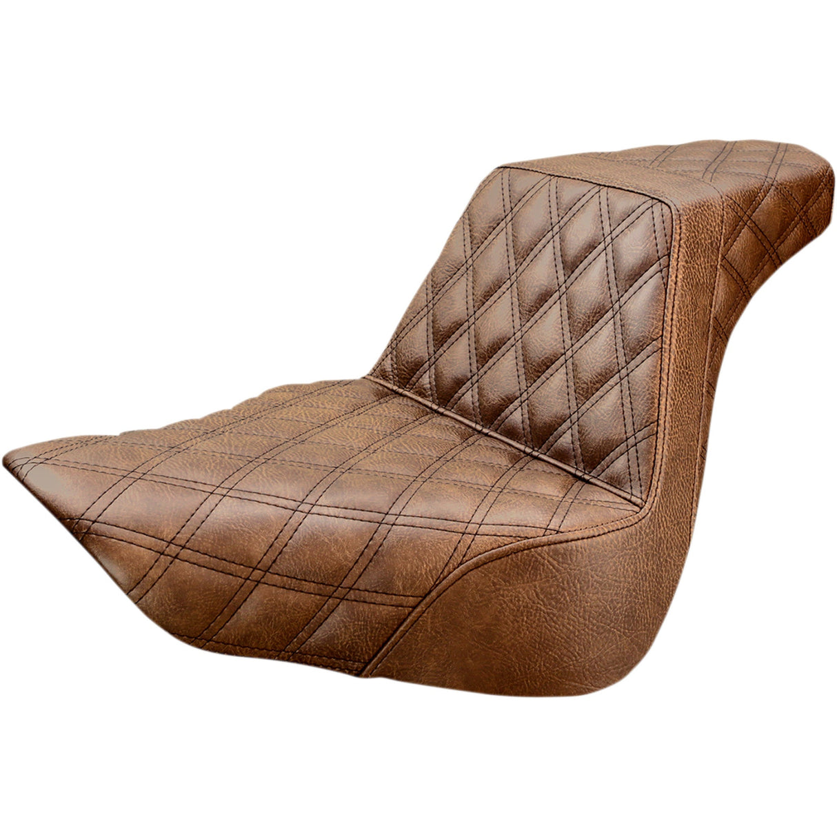Saddlemen Step-Up Seat — Lattice Stitched Full Lattice Stitch Brown FL FX - 818-27-175BR For Harley Softail 2018-2026