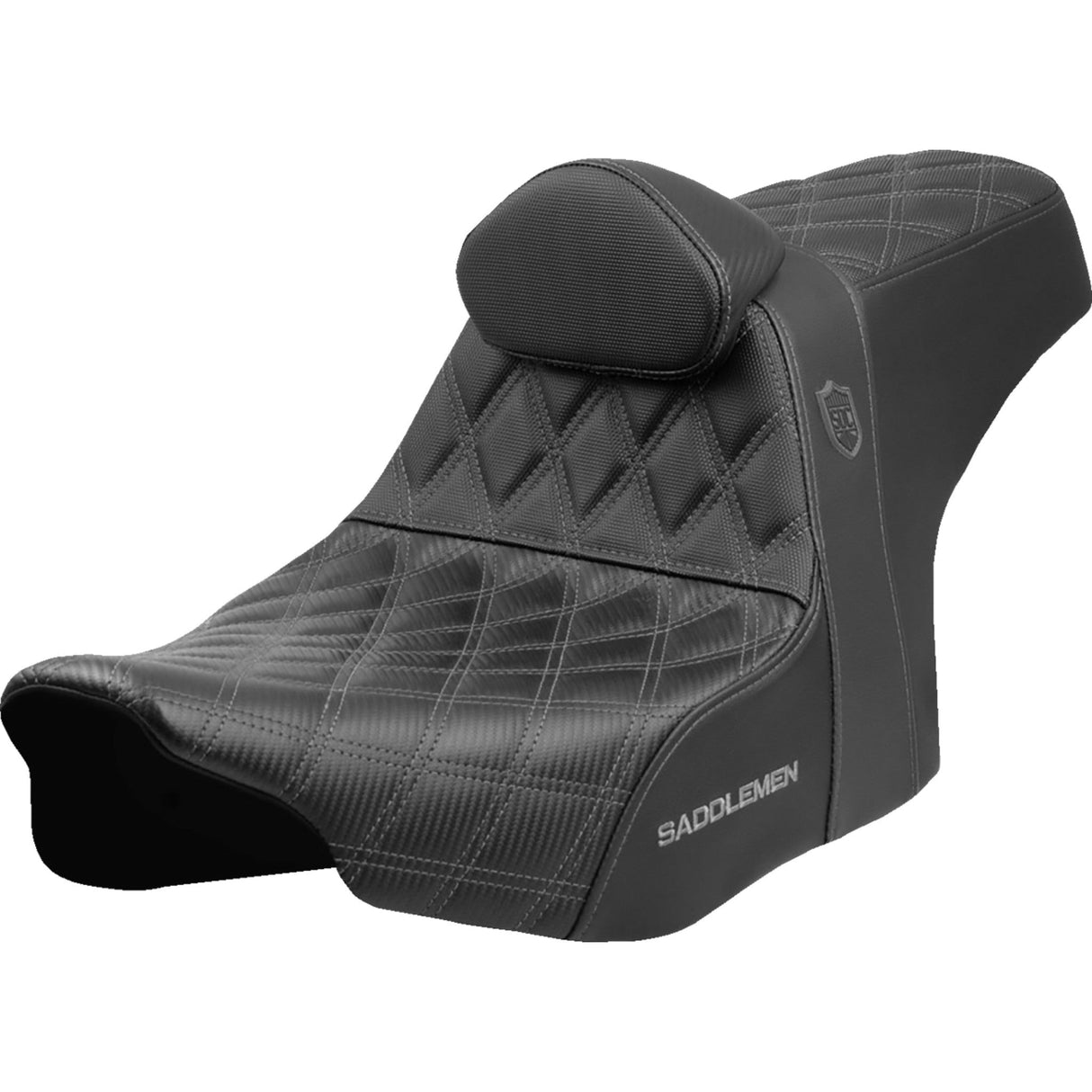Saddlemen Pro Series SDC Performance Grip Seat Gray Stitching With Backrest - SC82307DB2 For Harley Touring 2023-2026