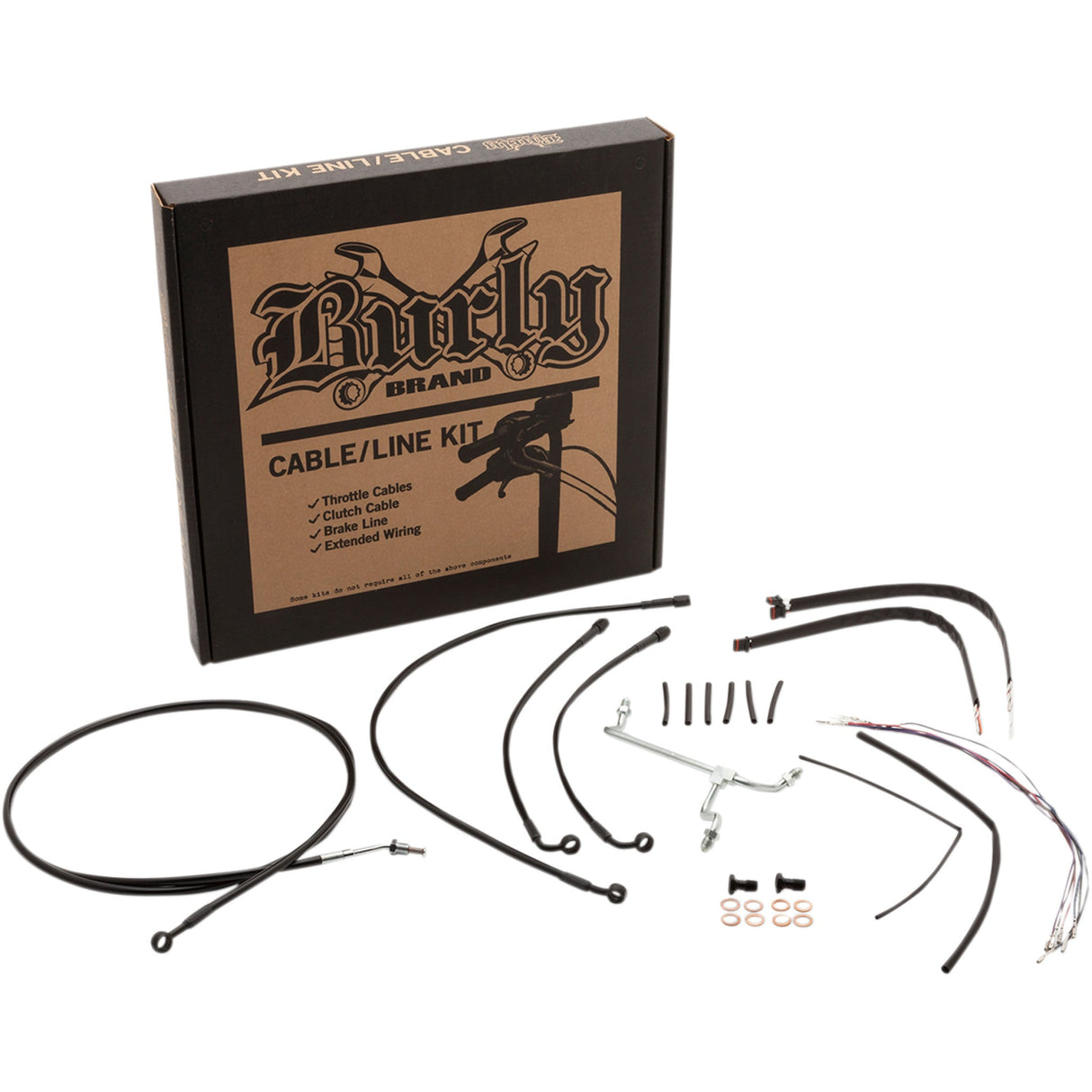 BURLY BRAND 0610-2082 B30-1178 Complete Black Vinyl Handlebar Cable/Line Kit for Ape Hanger Handlebars - 18" - ABS