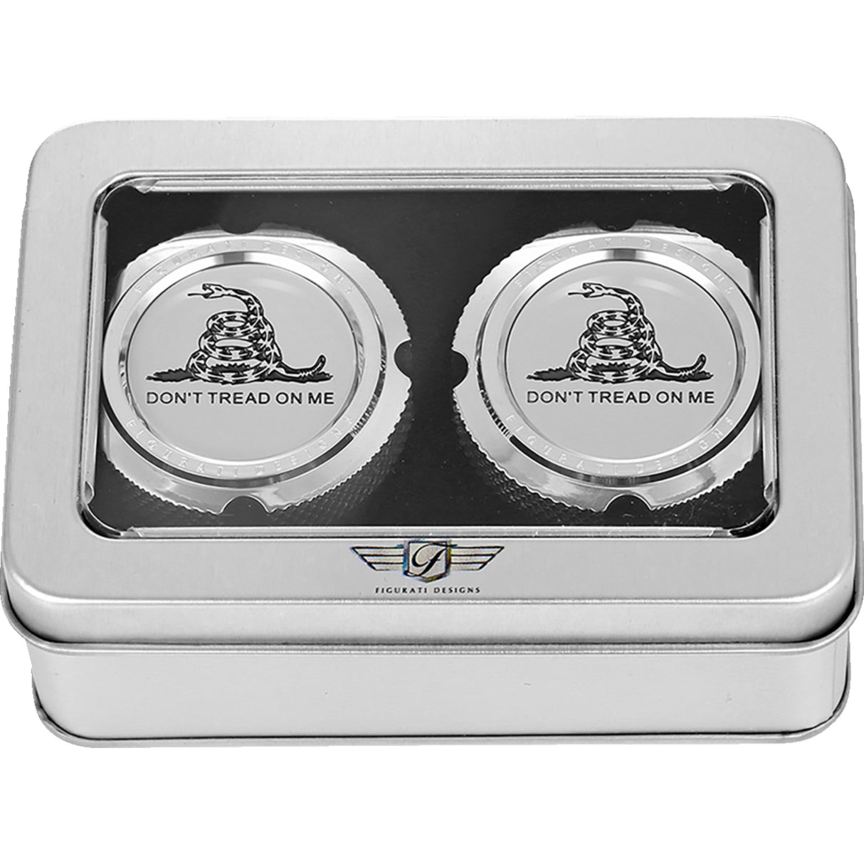 Figurati Designs Front Axle Nut Cover Front Stainless Steel Don't Tread On Me Silver - FD40-FAC-SS For Harley Motorcycles 2002-2022