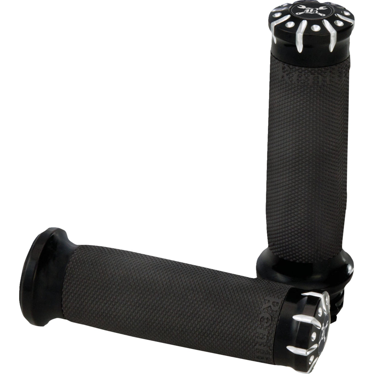 Burly Brand Hawk Grips Dual Cable Black Machined - B16-1008BM For Harley Motorcycles 1982-2017