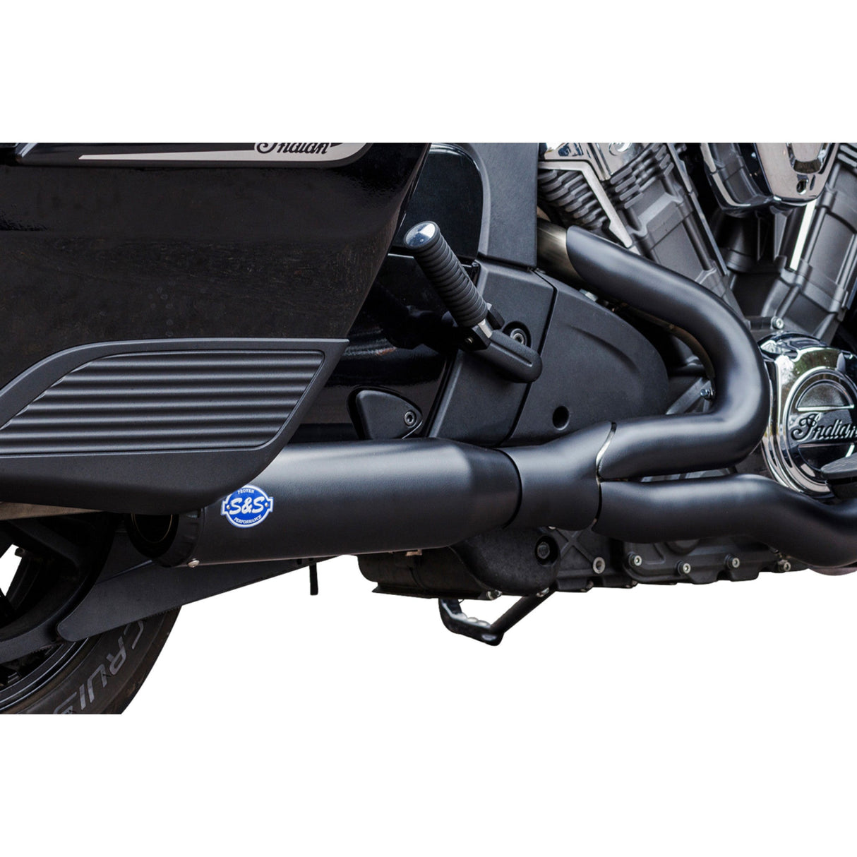 S&S Cycle 2-Into-1 Qualifier Exhaust System 50-State Black Stainless Steel - 550-1085 For Indian Challenger 2020-2023