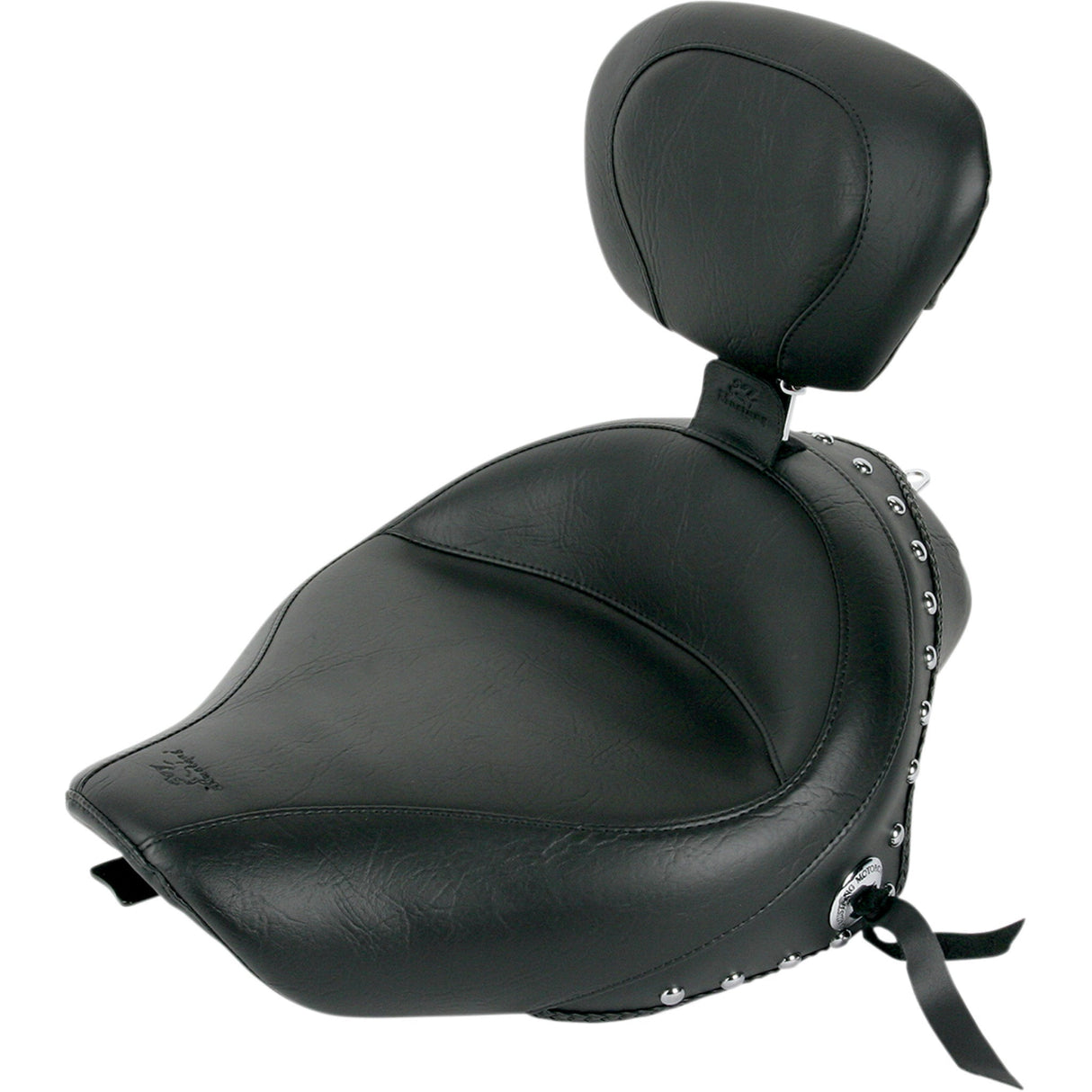 Mustang Wide Solo Seat With Removable Backrest With Backrest Black Studded With Concho - 79439 For Harley Sportster 2004-2021
