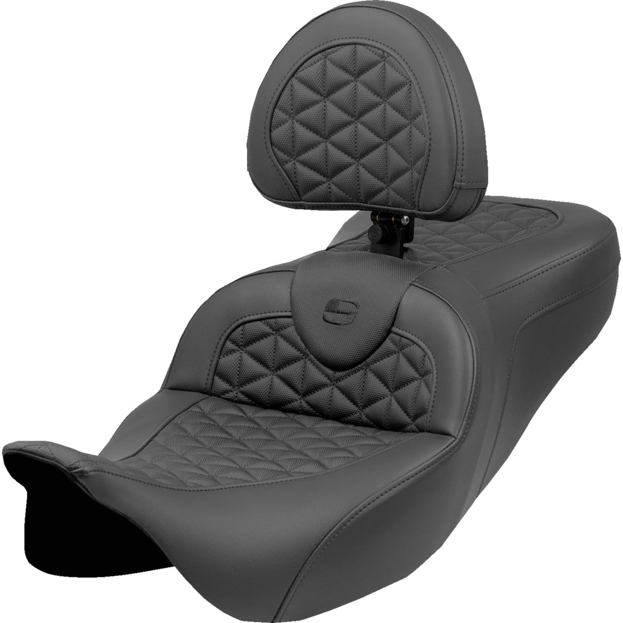 Saddlemen RoadSofa™ Tri Gripper Seat Standard Reach With Backrest - 808-07B-210B0 For Harley Touring 2008-2025