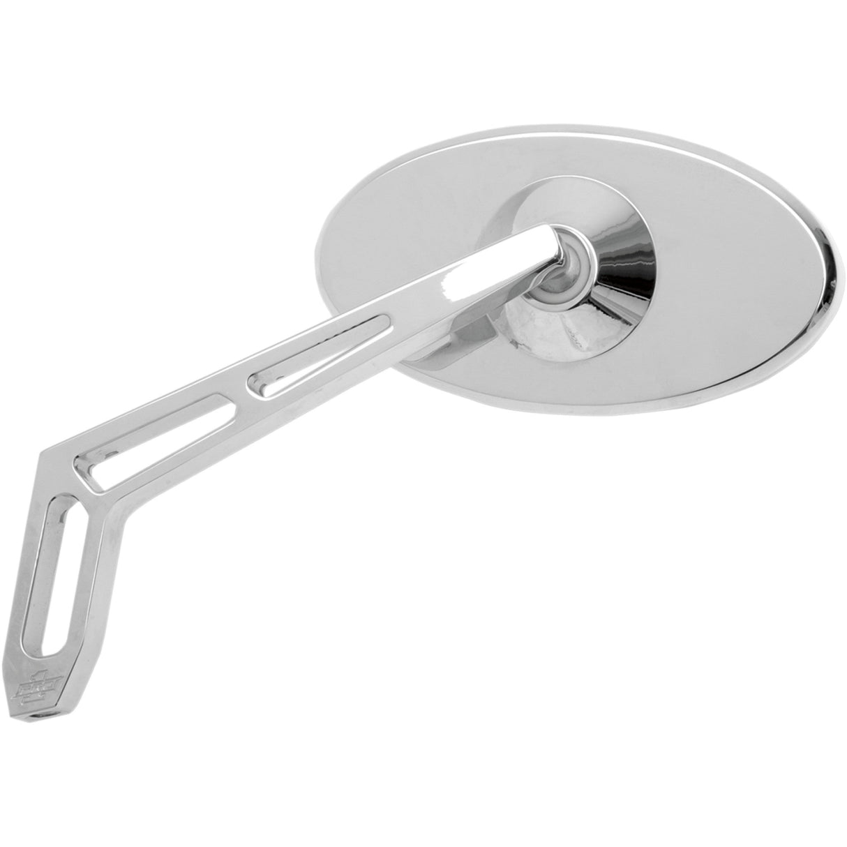PRO-ONE PERF.MFG. 1901-0008 102310 Billet Aluminum Mirror Mirror - Weekend Warrior - Side View - Cut-Out - Oval - Chrome - Left