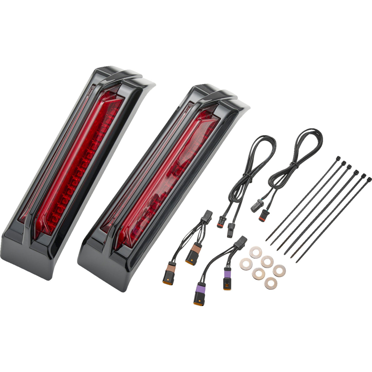 Ciro Filler Panel Tail Lights Red Lens Black - 42053 For Harley Touring 2023-2026