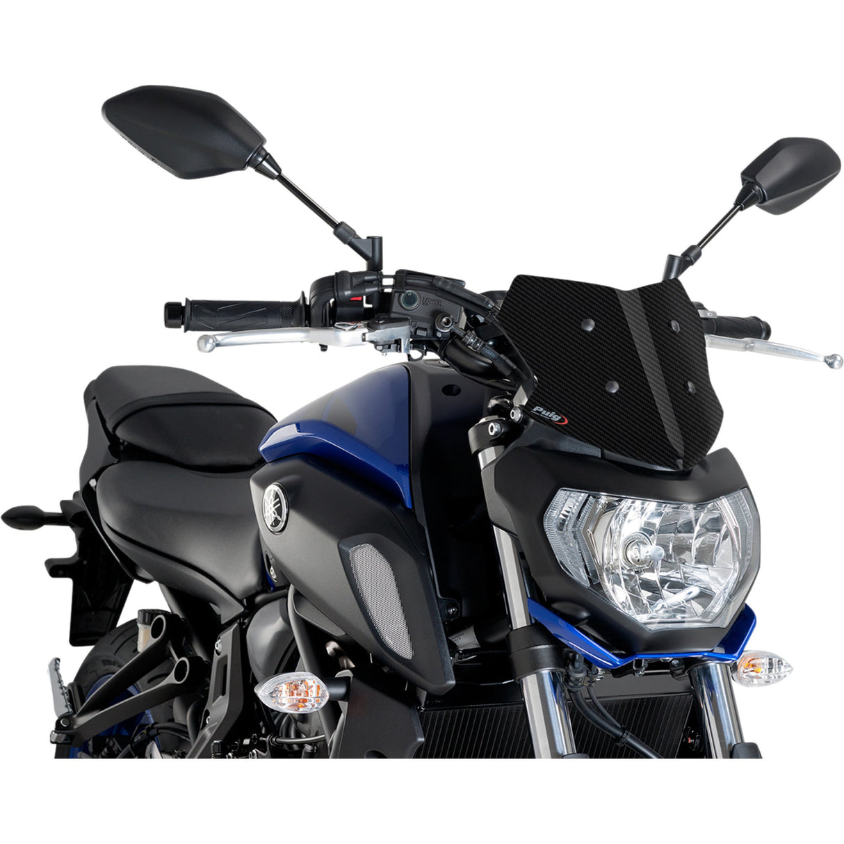 PUIG HI-TECH PARTS 2301-2742 9666C Naked New Generation Windshield Naked Sport Windscreen - 9" - Carbon - Yamaha