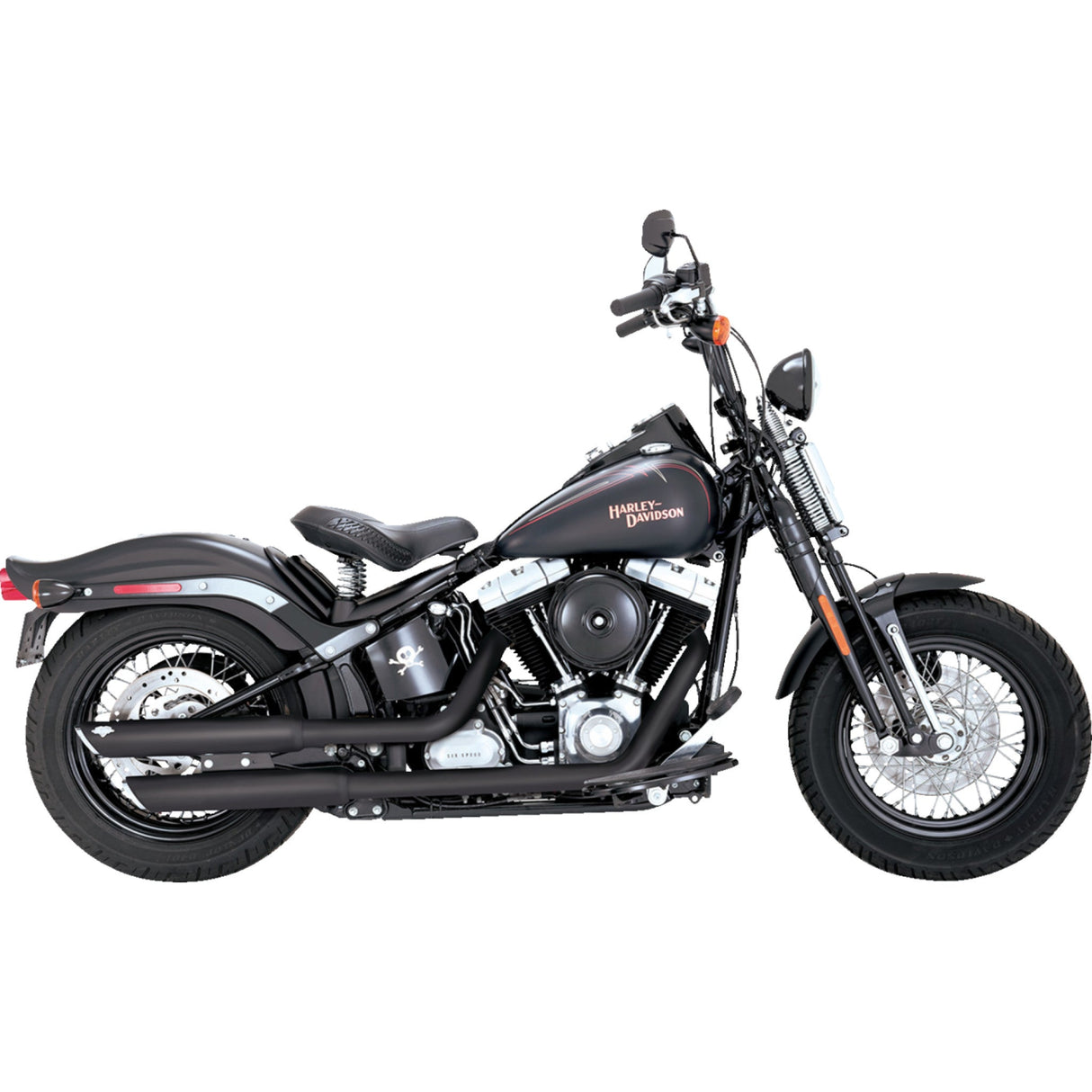 Vance & Hines 3" Twin Slash Slip-On Mufflers Black - 46842 For Harley Softail 2007-2009