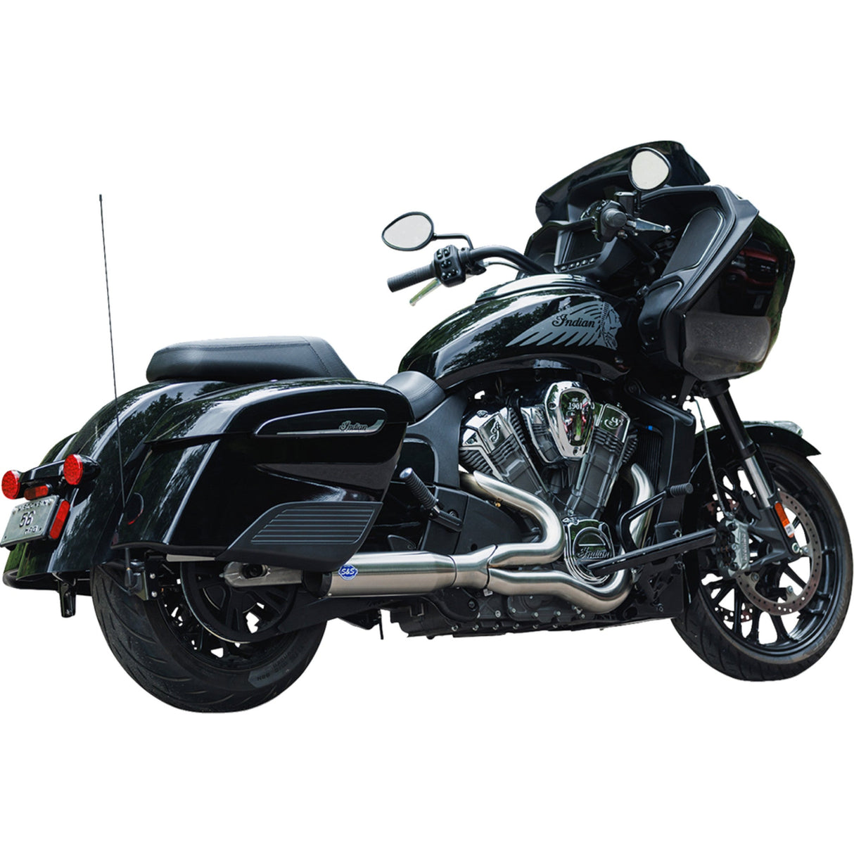 S&S Cycle 2-Into-1 Qualifier Exhaust System 50-State Brushed Stainless Steel - 550-1083 For Indian Challenger 2020-2023