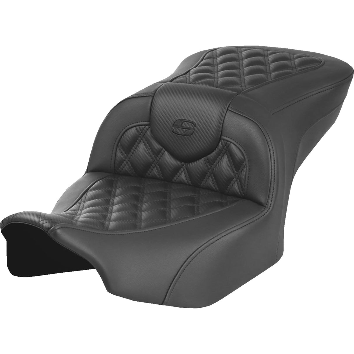 Saddlemen Roadsofa™ Lattice Stitch Heated Seat Carbon Fiber Without Backrest - 823-07-206A0 For Harley Touring 2023-2026