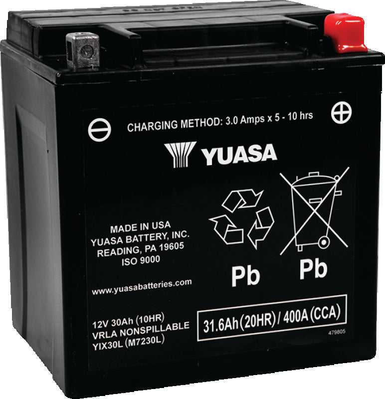 Yuasa Battery YUAM7230L Yuasa YIX30L Maintenance Free AGM 12-Volt Battery