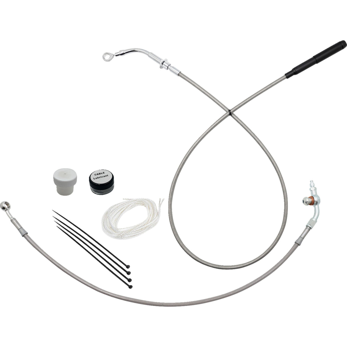 FAT BAGGERS INC. 0662-1321 119914-C EZ Install Kit 14" handlebars - upper clutch - braided stainless steel/chrome