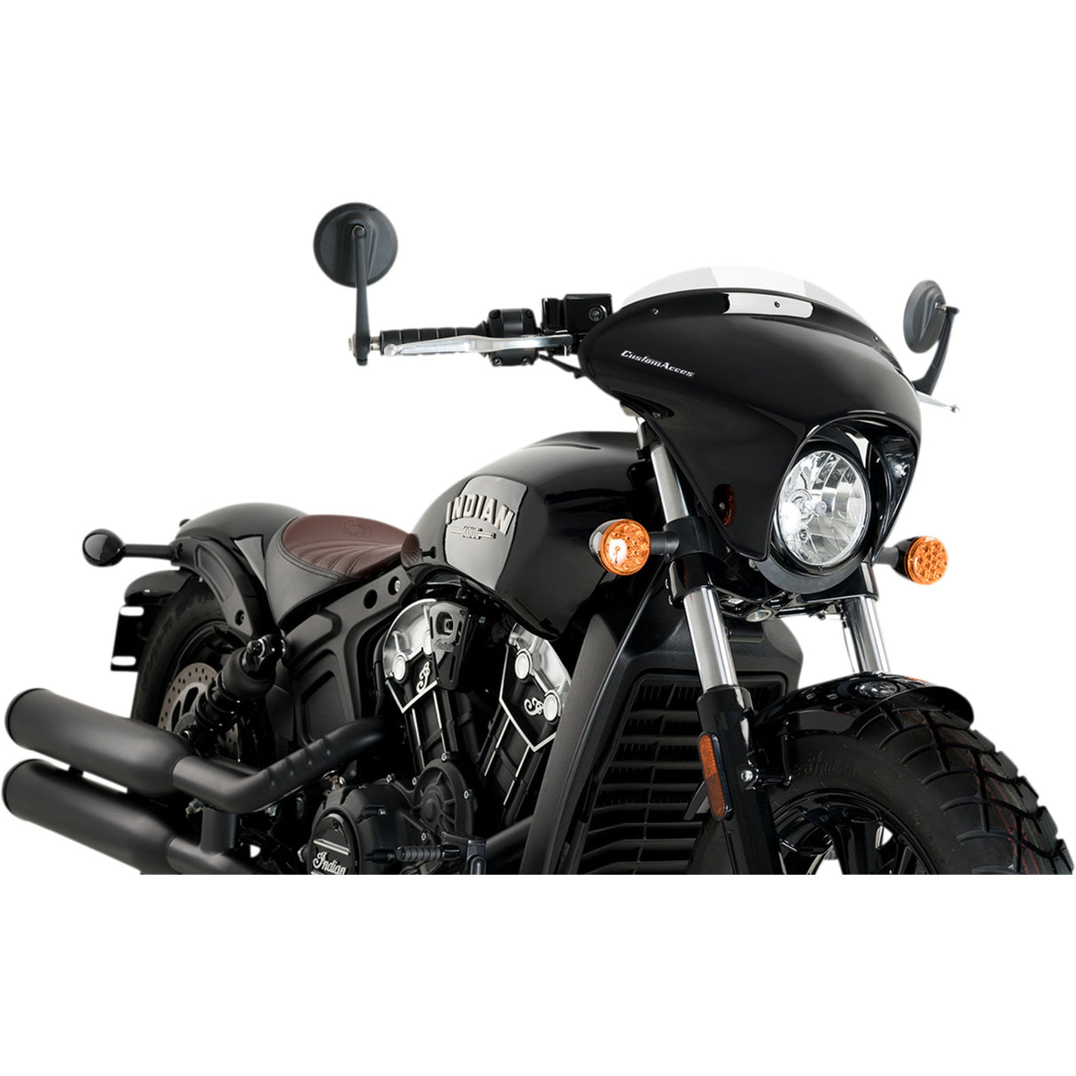 Puig HI-Tech Parts Custom Access Batwing SML Fairing Short Screen Bobber - 21073W For Indian Scout Bobber 2018-2024