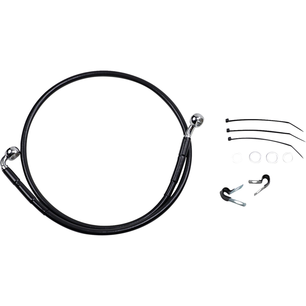 Drag Specialties Stainless Steel Brake Line Kit Front (Upper) Black For Harley Super Glide 1999-2005