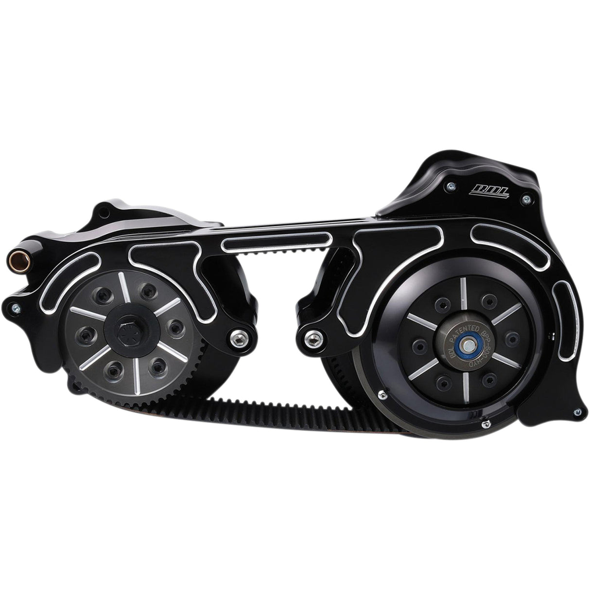 Belt Drives LTD. 2" Open Belt Drive Kit With 2-Piece Motor Plate 2" Black Big Twins - TC2PBH-2-B For Harley Touring 2007-2016