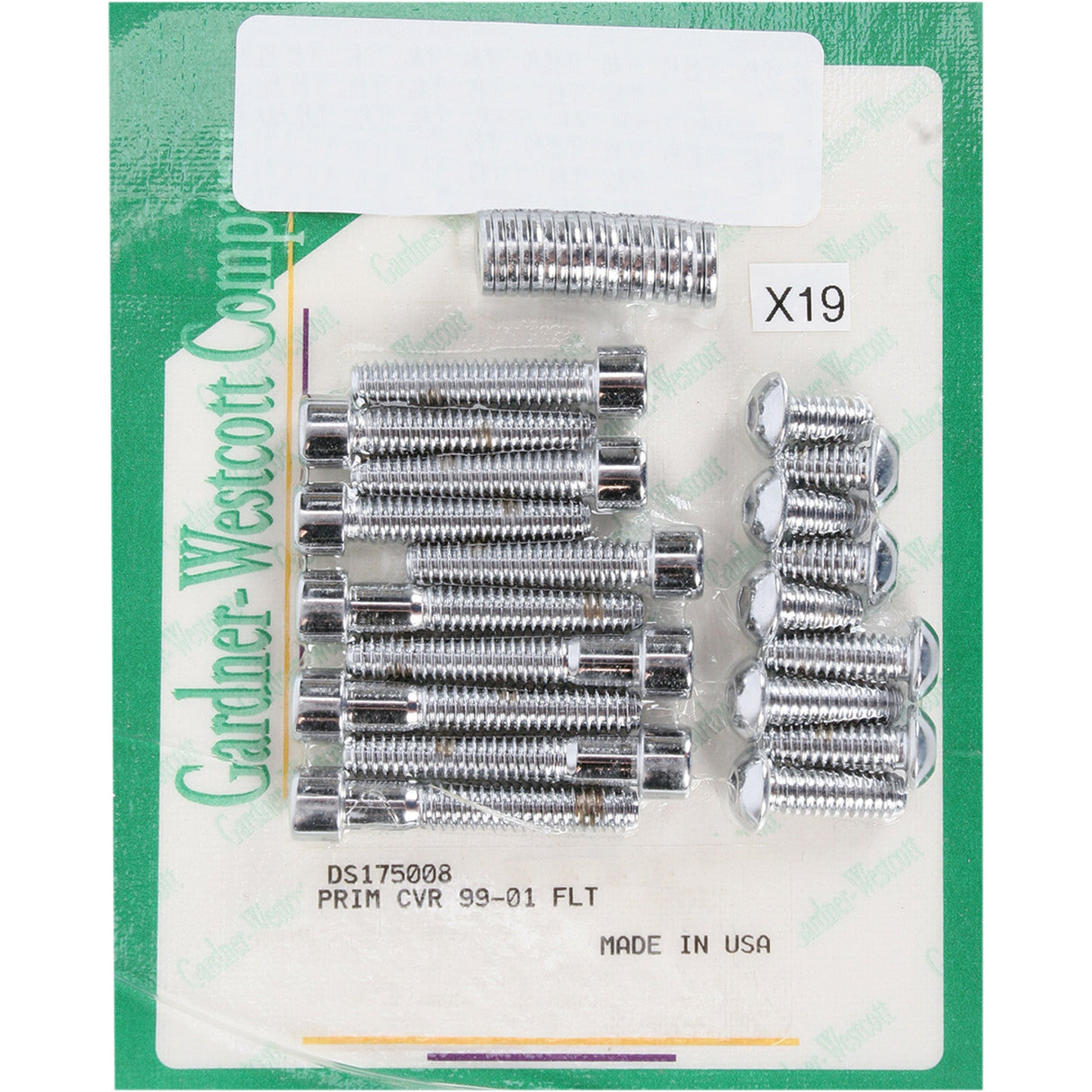 GARDNER-WESTCOTT DS175008 P-10-17-08 Primary Bolt Kit Primary Cover Hardware