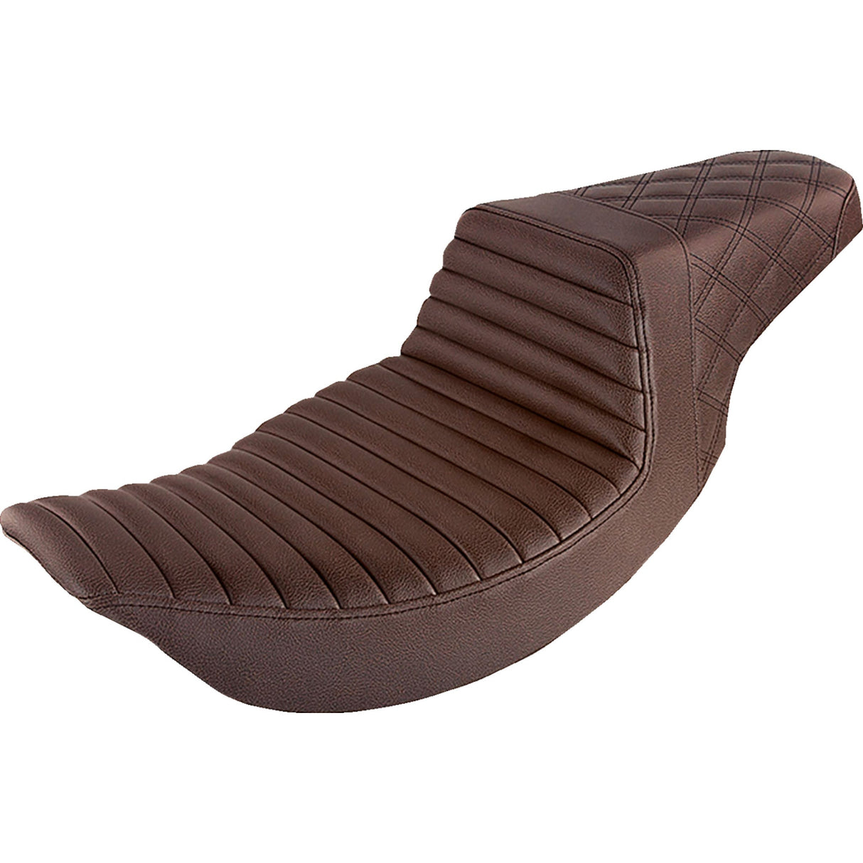 Saddlemen Step-Up Seat — Rear Lattice Stitch Front Tuck-N-Roll Brown - 897-06-176BR For Harley Touring 1997-2007