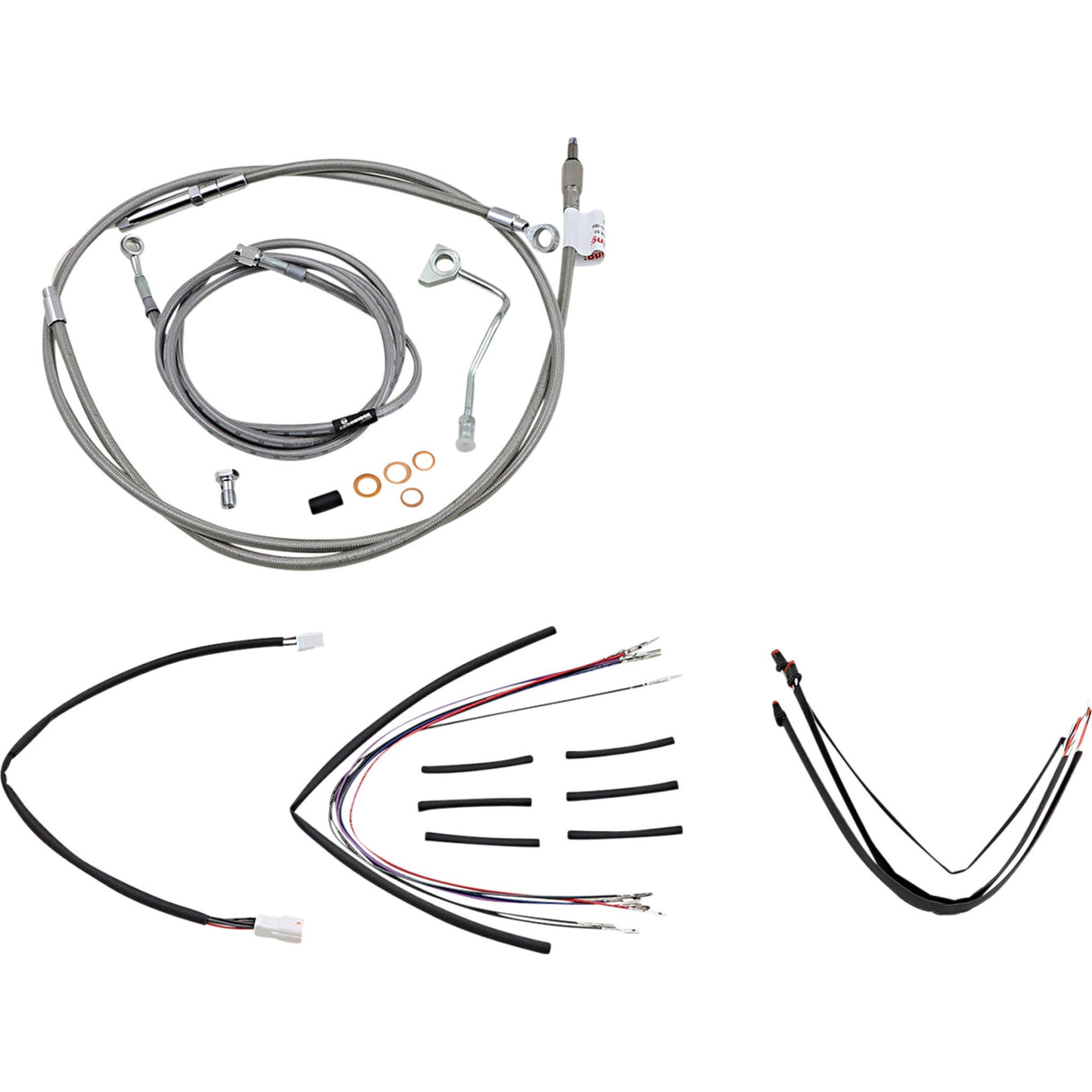 Burly Brand Complete Stainless Braided Handlebar Cable Brake Line Kit 16" Ape Hangers - B30-1159 For Harley Road King 2014-2016