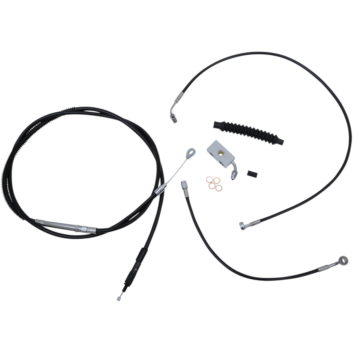 LA Choppers Complete Black Vinyl Braided Handlebar Cable Brake Line Kit 12"-14" Handlebars - LA-8152KT-13B For Harley Softail 2018-2022
