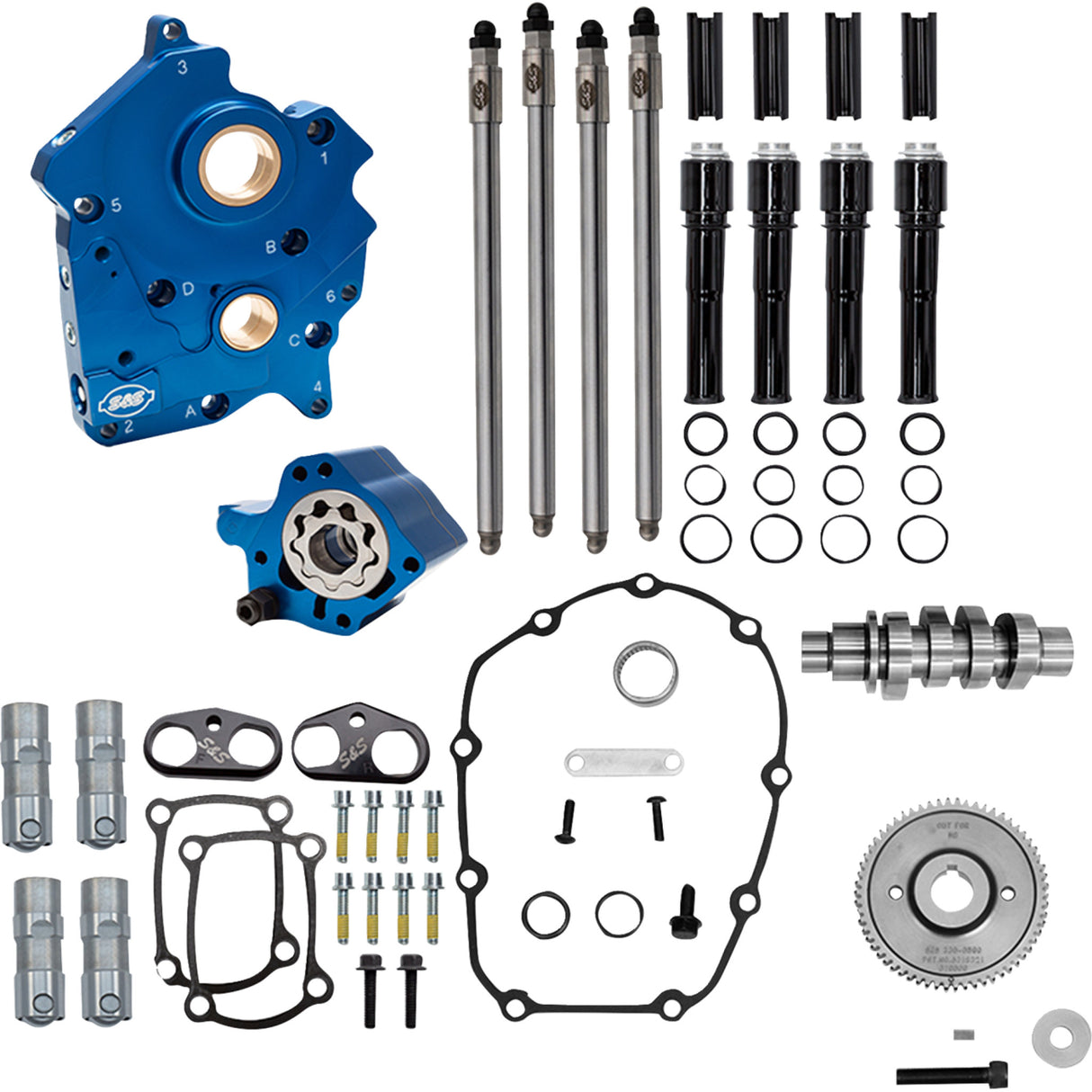 S&S CYCLE 0925-1640 310-1387 Cam Chest Kit with 496 Cam Cam Chest Kit - 496 Gear Drive Cam - Water Cooled - Black Pushtubes - M8