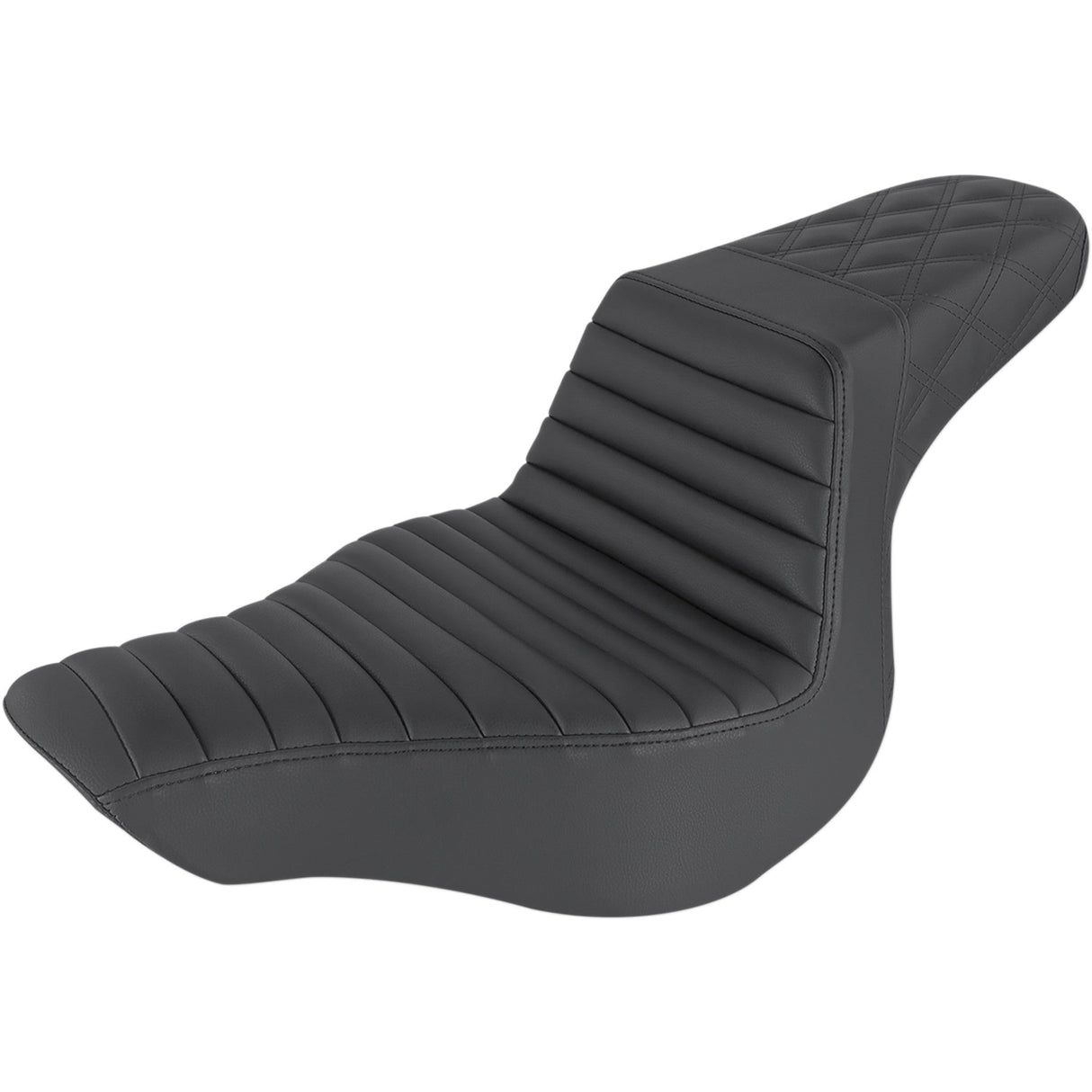 Saddlemen Step-Up Seat — Rear Lattice Stitch Front Tuck-N-Roll Black - 813-27-176 For Harley Breakout 2013-2017