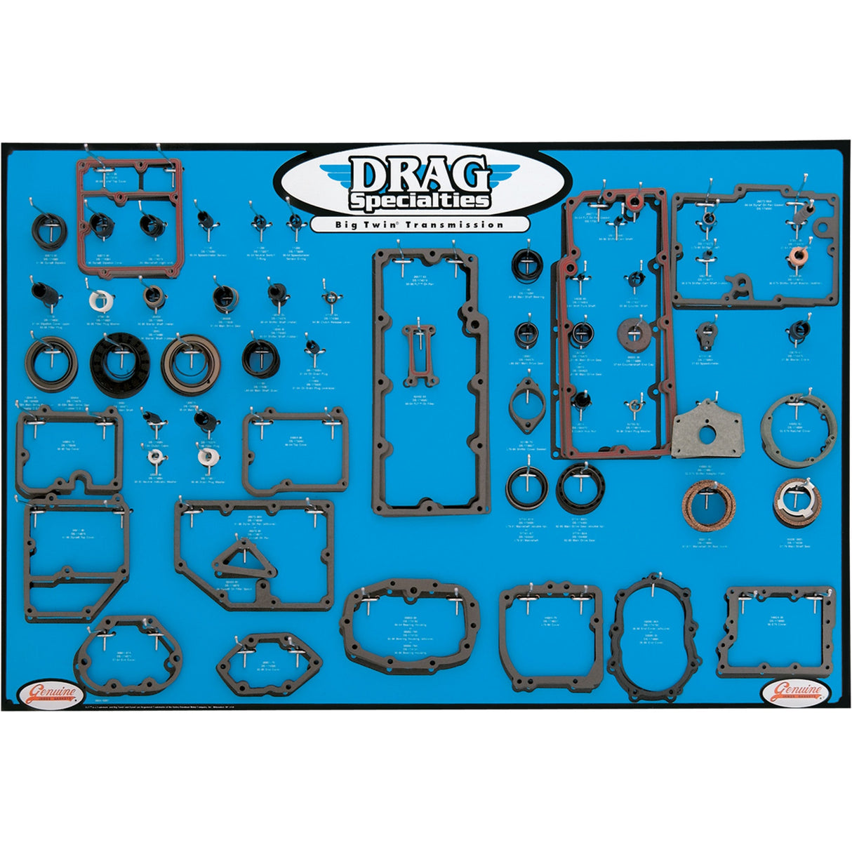 DRAG SPECIALTIES 0934-0287 Gasket, Seal and O-Ring Display for Big Twin 5-Speed Transmissions Trans Gasket Display - Big Twin