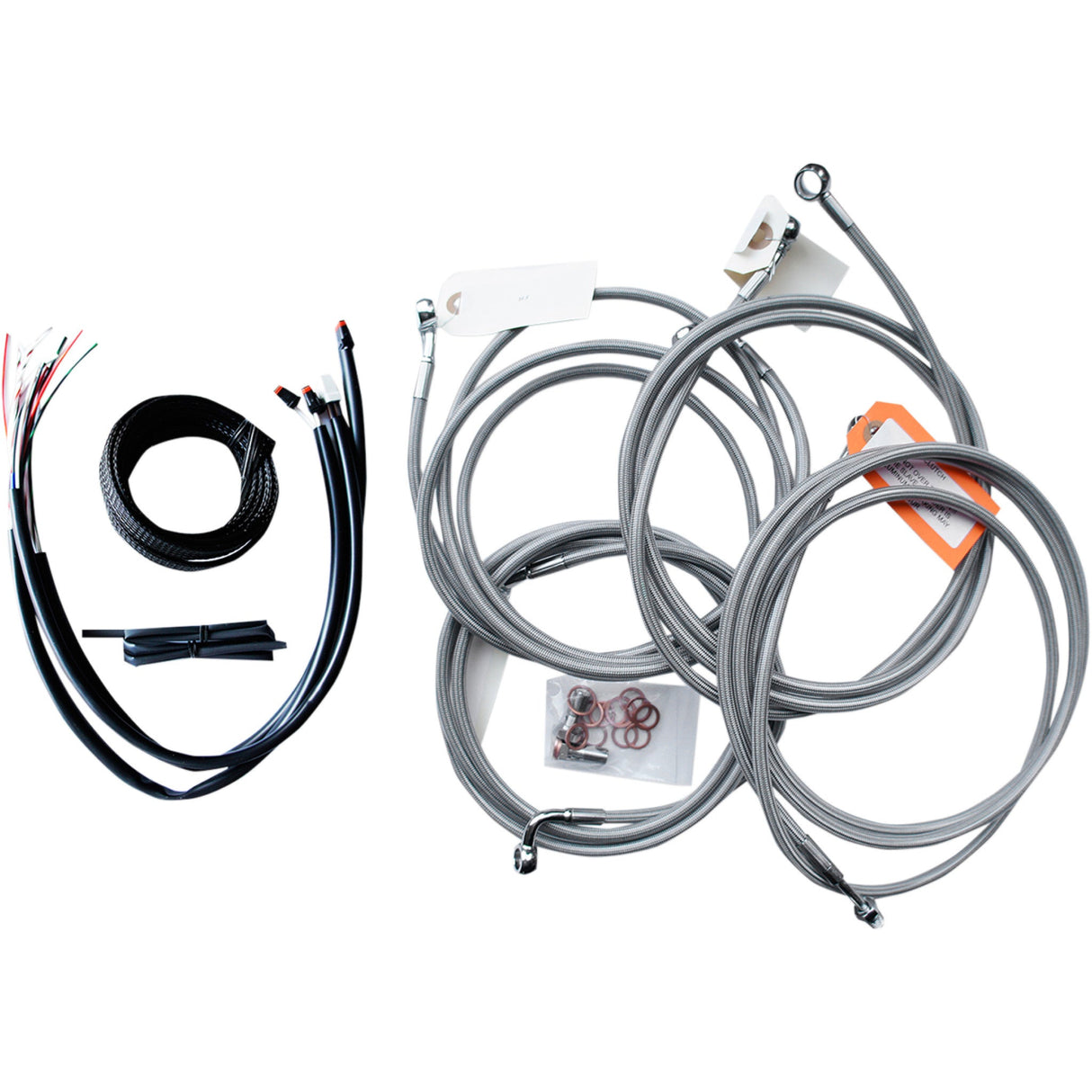 LA CHOPPERS 0610-1759 LA-8053KT2-19 Complete Stainless Braided Handlebar Cable/Brake Line Kit — Cable Kit Handlebar Cable/Brake Line Kit - Complete - 18" - 20" Handlebars - Stainless