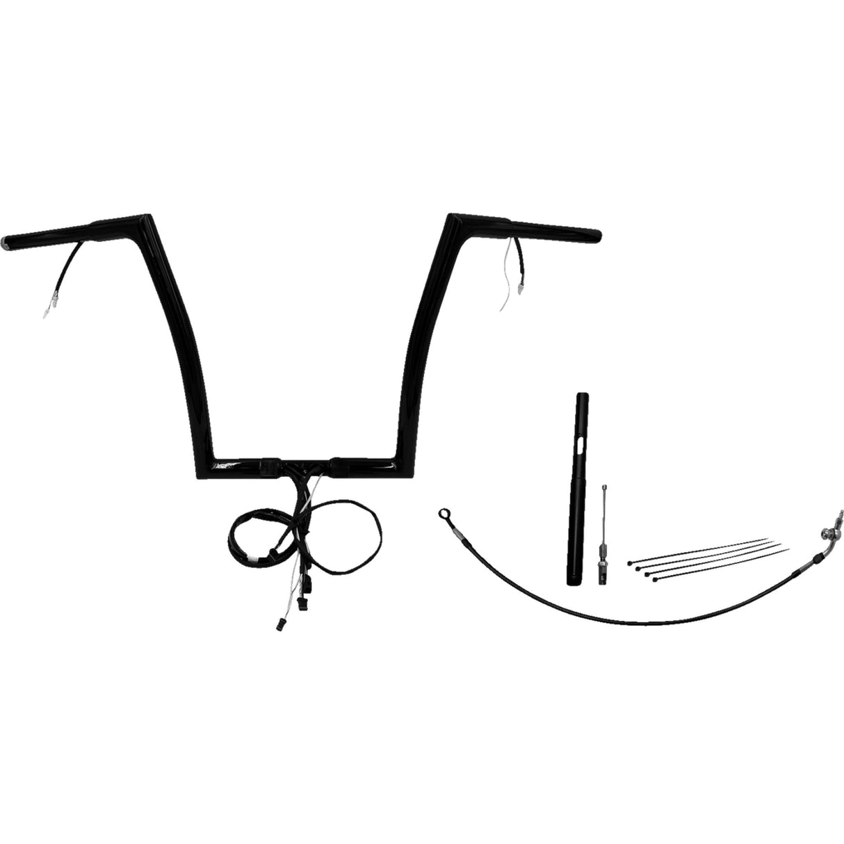 FAT Baggers INC. EZ Install Wired 1-1/4" Flat Top Handlebar Kit 14" Black - 712914-B For Harley Road Glide 2021-2022