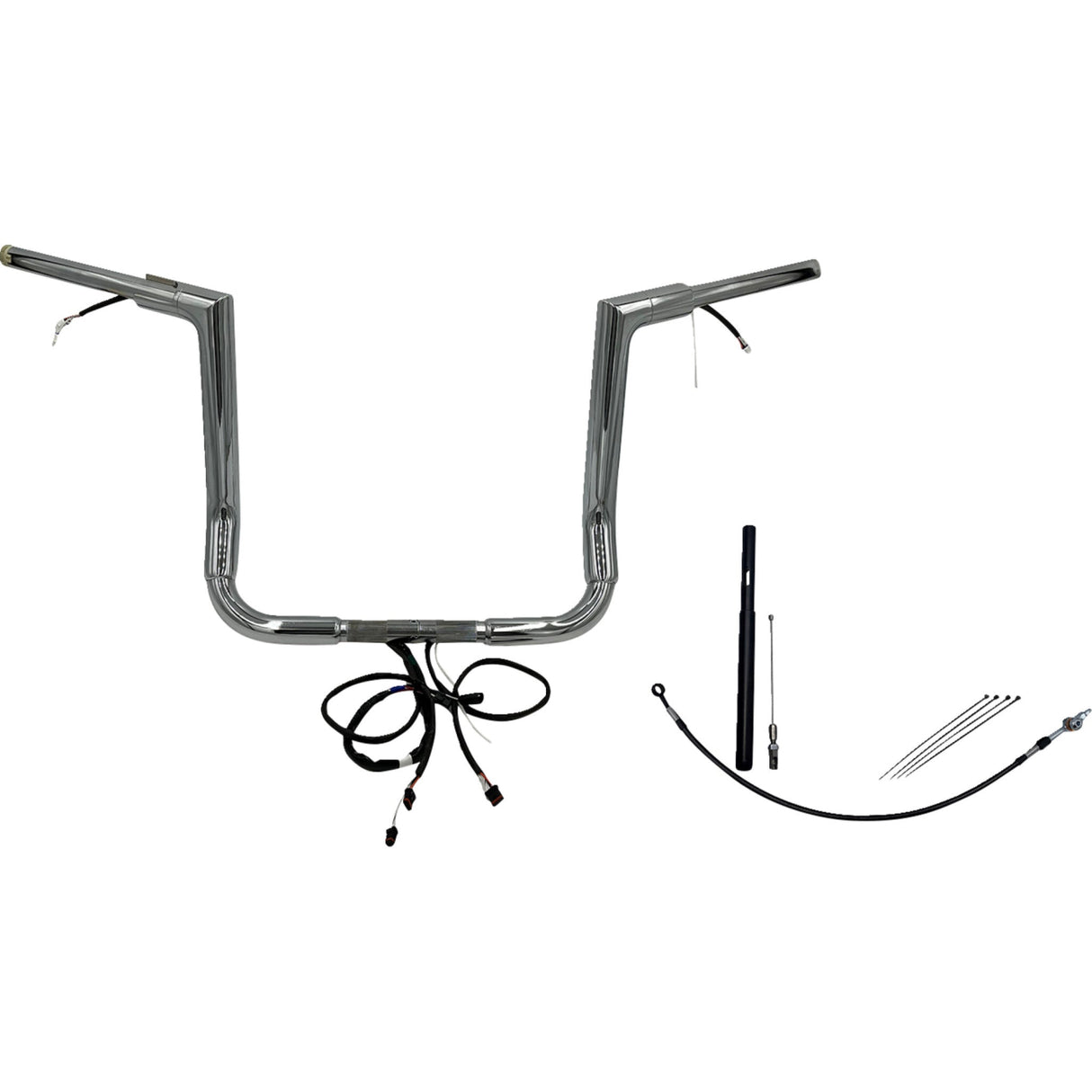 FAT Baggers INC. EZ Install Wired 1-1/2" Flat Top Handlebar Kit 14" Chrome - 612014 For Harley Touring 2021-2022