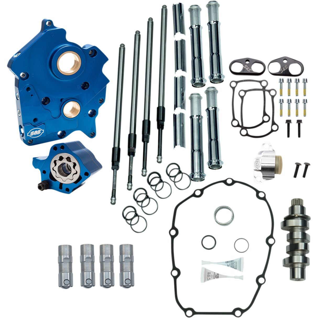 S&S CYCLE 0925-1657 310-1004C Cam Chest Kit for M8 Cam Chest Kit - Oil Cooled - Chain Drive - 475 Cam - Chrome Pushrod Tubes - M8