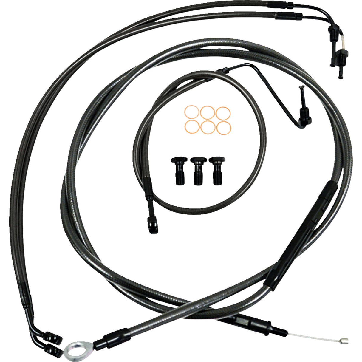 LA Choppers Standard Midnight Braided Handlebar Cable Brake Line Kit — Ape Hanger 12"-14" Ape Hangers - LA-8155KT-13M For Harley Softail 2018-2022