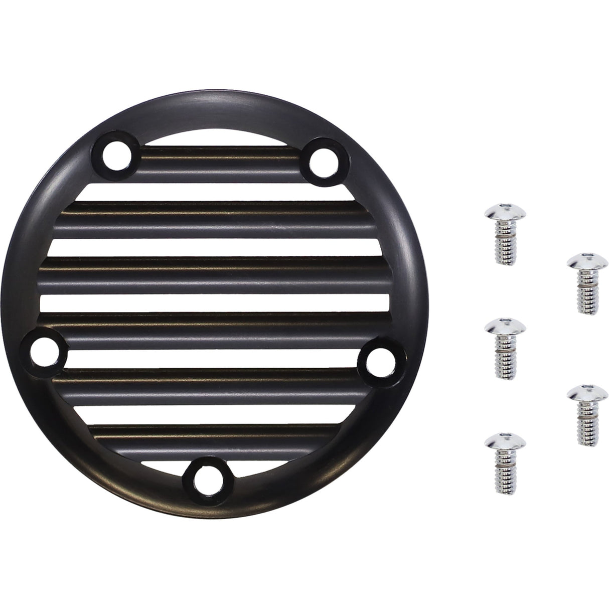 Joker Machine Points Cover Finned 5 Hole Black Anodized Silver - 02-99TC For Harley Motorcycles 1999-2017