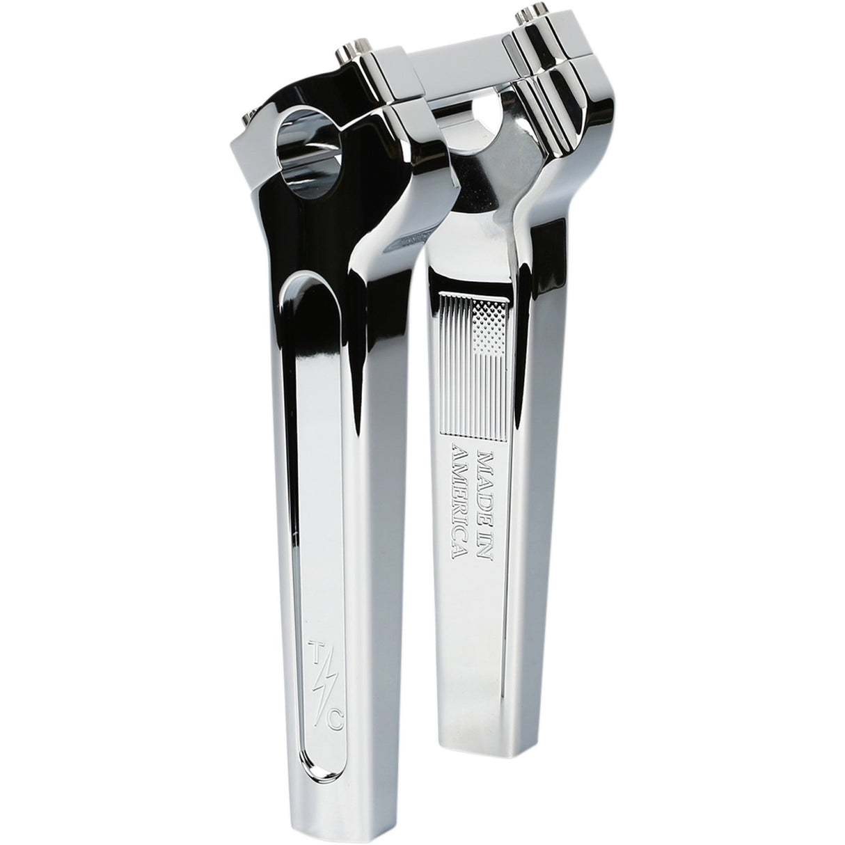 Thrashin Supply CO. Handlebar Risers Straight 8" Chrome - TSC-8000-3 For Harley Motorcycles 1973-2026