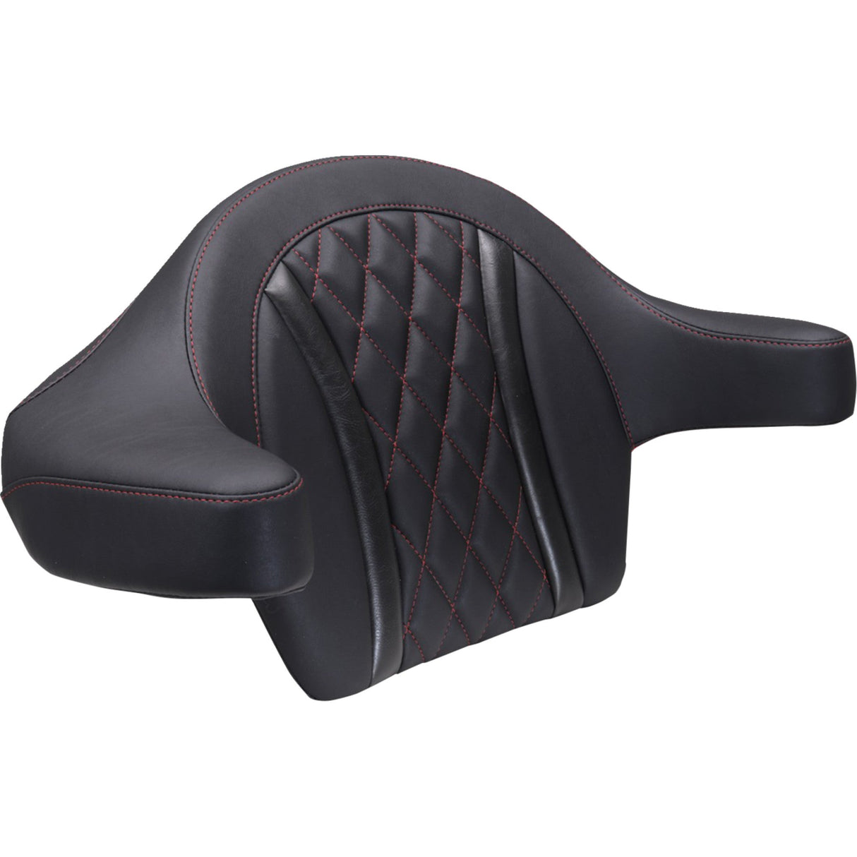MUSTANG 0822-0636 88430DC Extended Arm Wrap-Around Backrest deluxe - diamond - dark cherry stitch - flt/flh '23-'25
