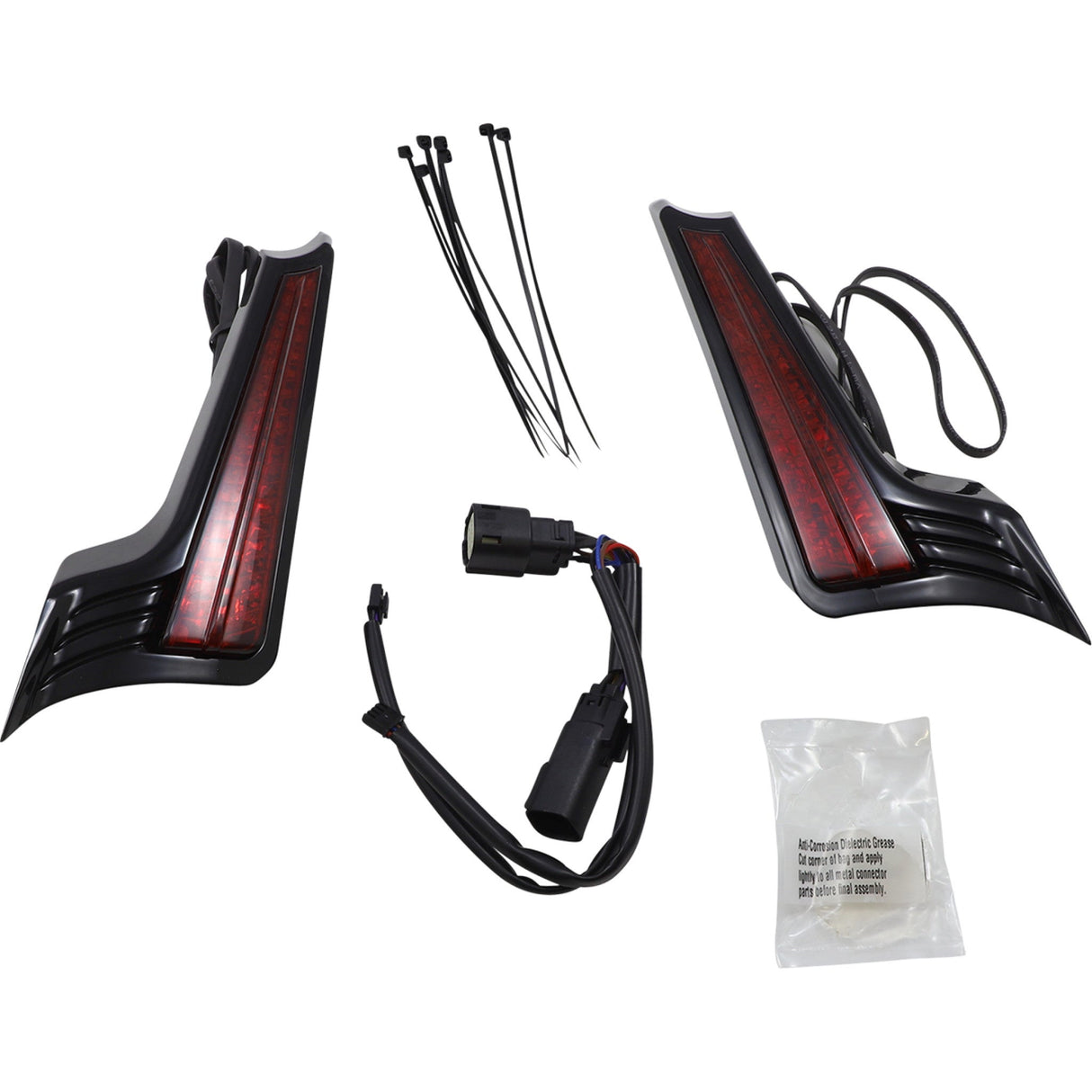Ciro Filler Panel Lights Red Lens Red LEDs Black - 40043 For Harley Touring 2006-2026