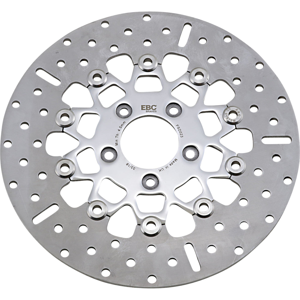 EBC 1710-3074 FSD023 FSD Series Stainless Steel Front Brake Rotor for Big Twins Brake Rotor - Polished Carrier