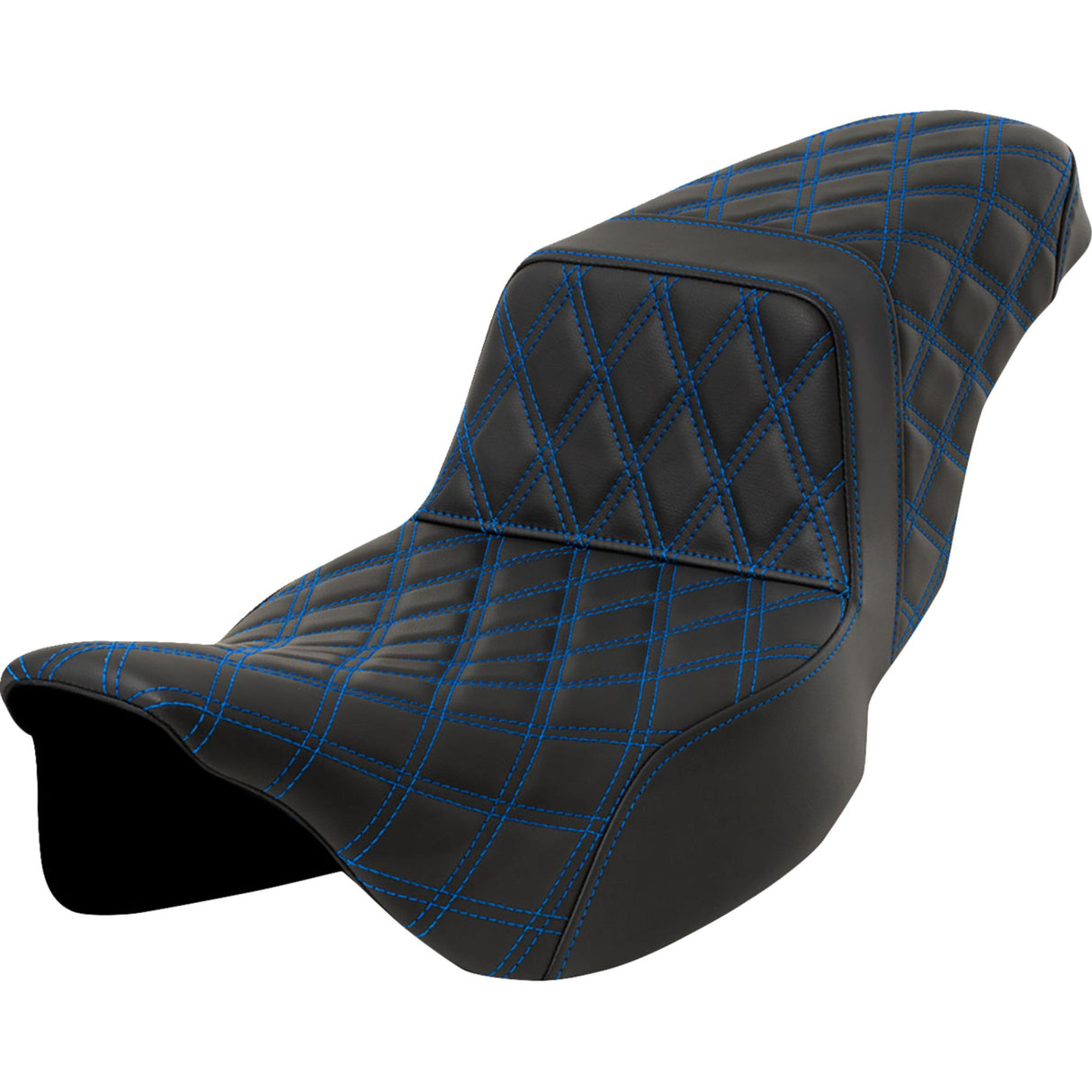 Saddlemen Lattice Stitch Step-Up Seat Blue Stitch Extended Reach - 808-07E-17501 For Harley Touring 2008-2023