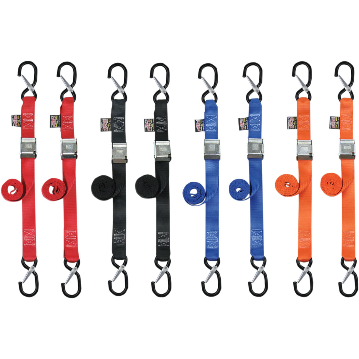POWERTYE MFG. 3920-0335 28629-S 1-1/2" Cam-Buckle with Safety Latch Hooks Cam Tie-Downs - 1-1/2" x 5-1/2' - Orange