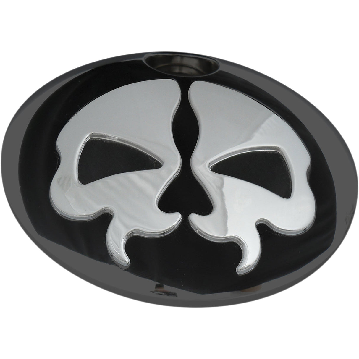 DRAG SPECIALTIES 0703-0792 Split Skull Fuel Door Fuel Door - Split Skull - Black with Chrome