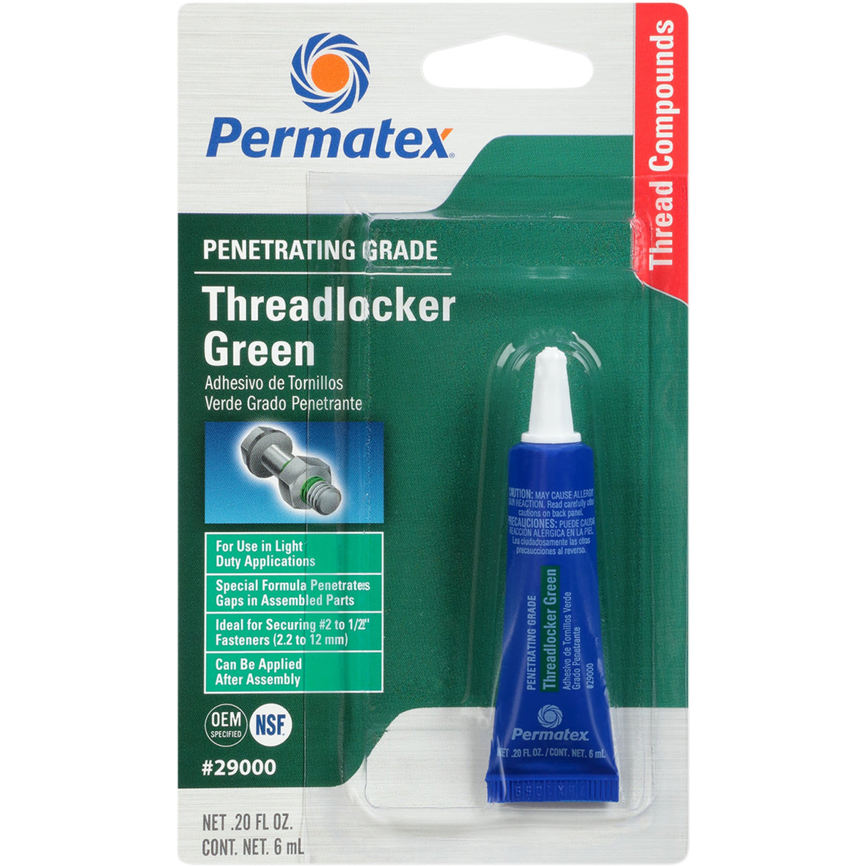 PERMATEX 29000 29000 Threadlocker Green 290 Threadlocker - Green - 0.2 U.S. fl oz.
