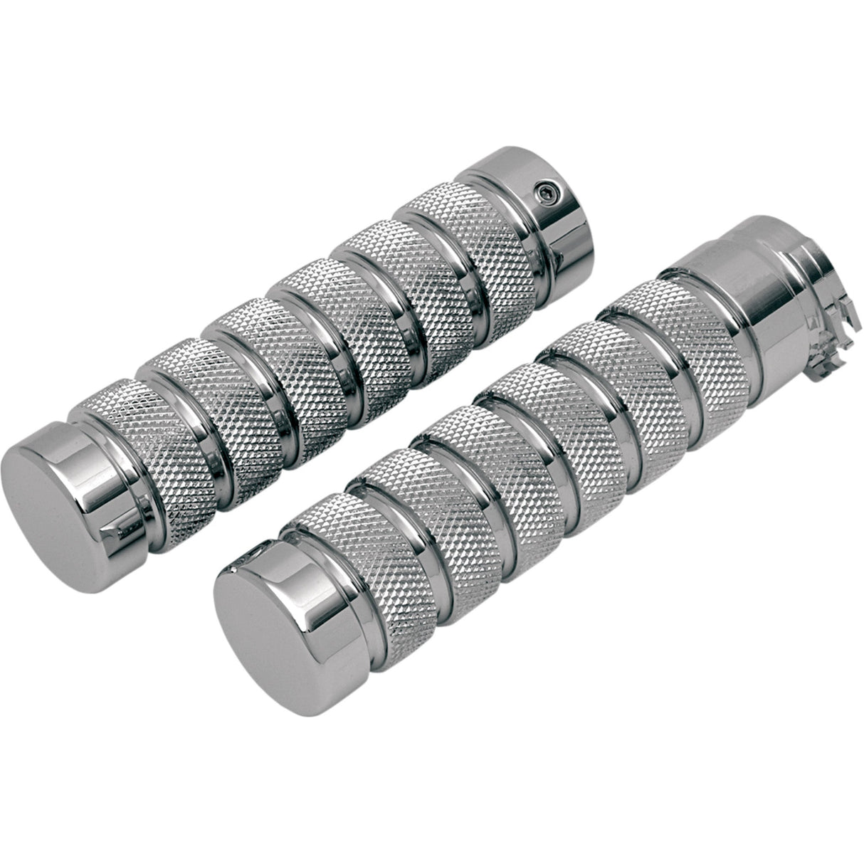 Accutronix Knurled Notched Custom Grips Chrome - GR100-KNC For Harley Motorcycles 1980-2021