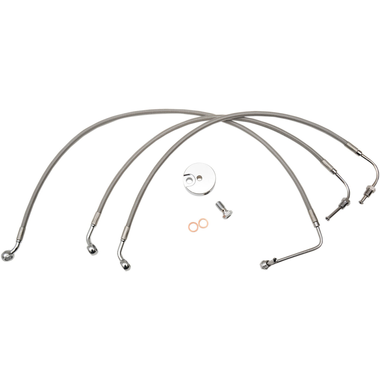 LA CHOPPERS 1741-4349 LA-8011B13 Stainless Steel Brake Line Kit - Brake Lines - 12" - 14" Ape Hanger Handlebars - Stainless Steel