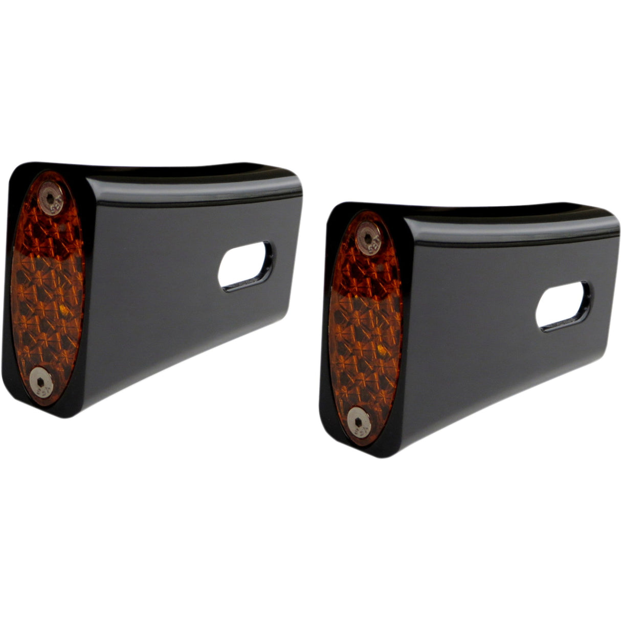 PRO-ONE Perf.mfg. Fender Strut LED Marker Lights Black Amber - 909108B For Harley 1984-2017
