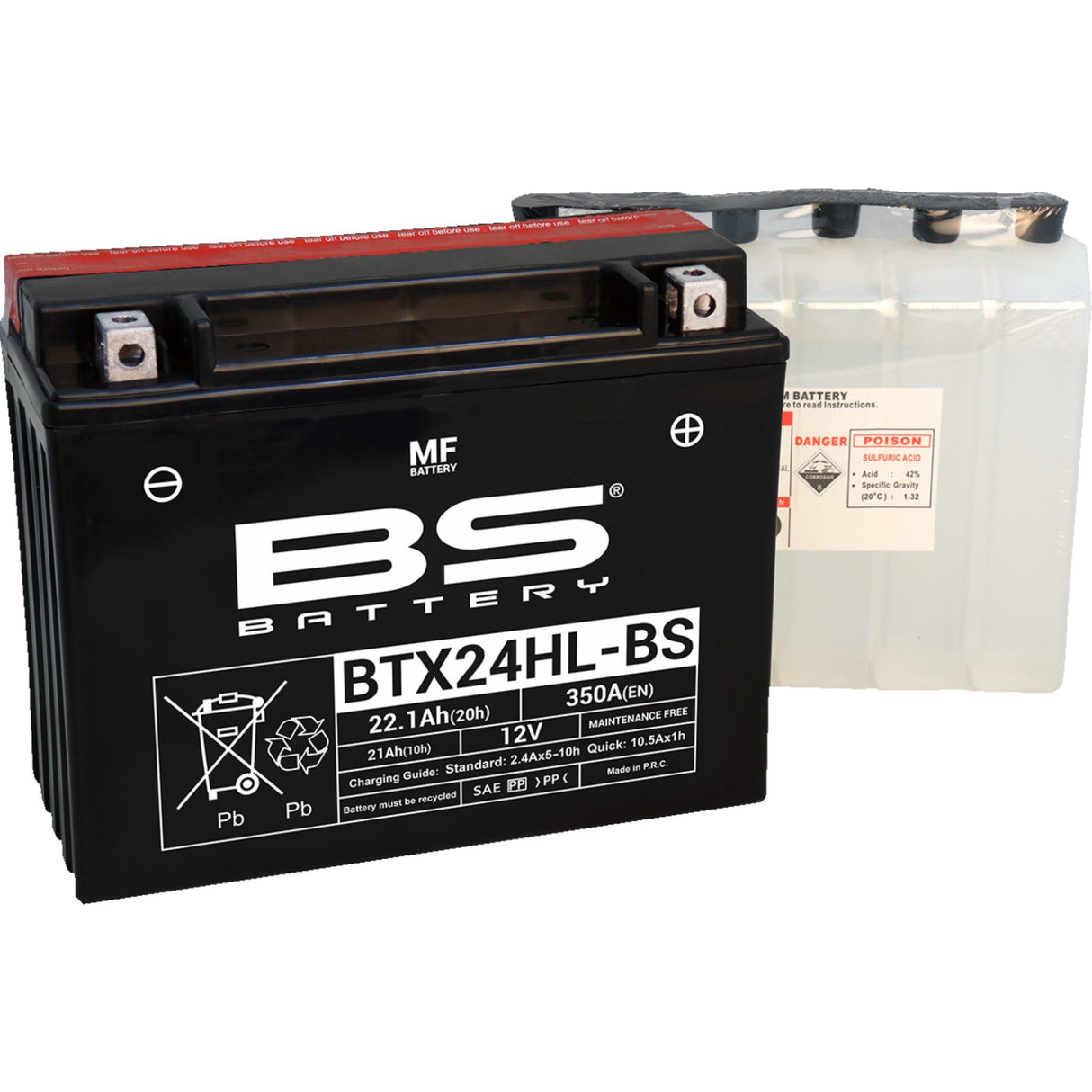 BS BATTERY 2113-0876 300630 Maintenance-Free Battery Battery - BTX24HL-BS (YTX)